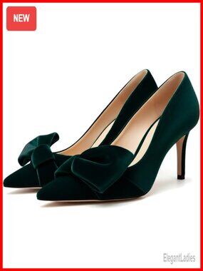 Womens Bow High Heels Pointed Toe Stiletto Pumps Slip On Wedding Dress Shoes